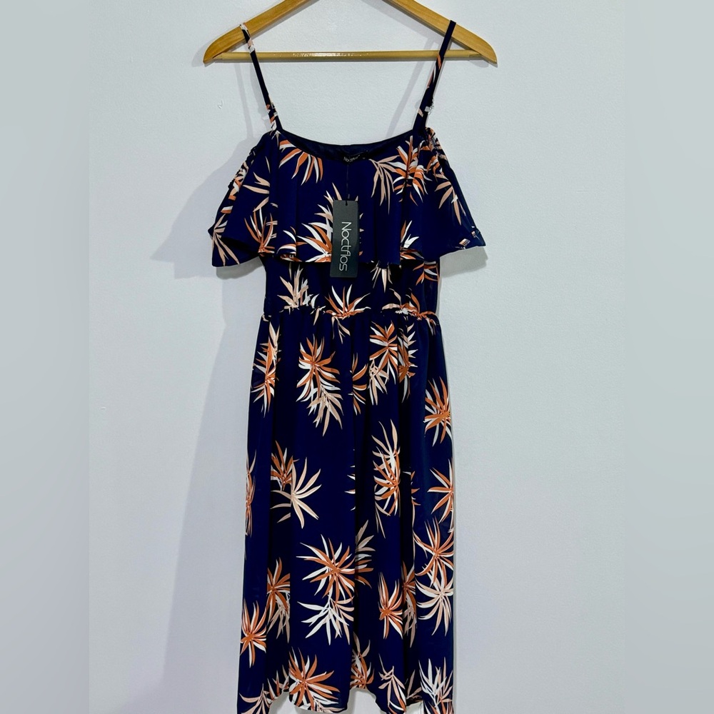 Noctflos Summer Floral Cold Shoulder Midi Dress Size M
